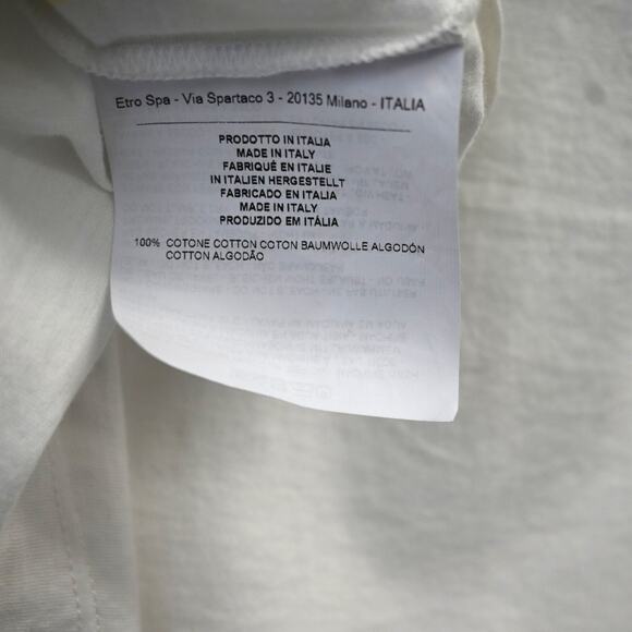 Etro Milano T-Shirt Size 40 Multicolor Zebra Print V-Neck Cotton Graphic Tee - Picture 11 of 12